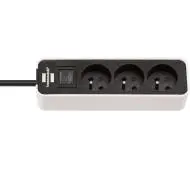 Brennenstuhl Ecolor 1153234320 3 gniazda 3m Czarno-biały