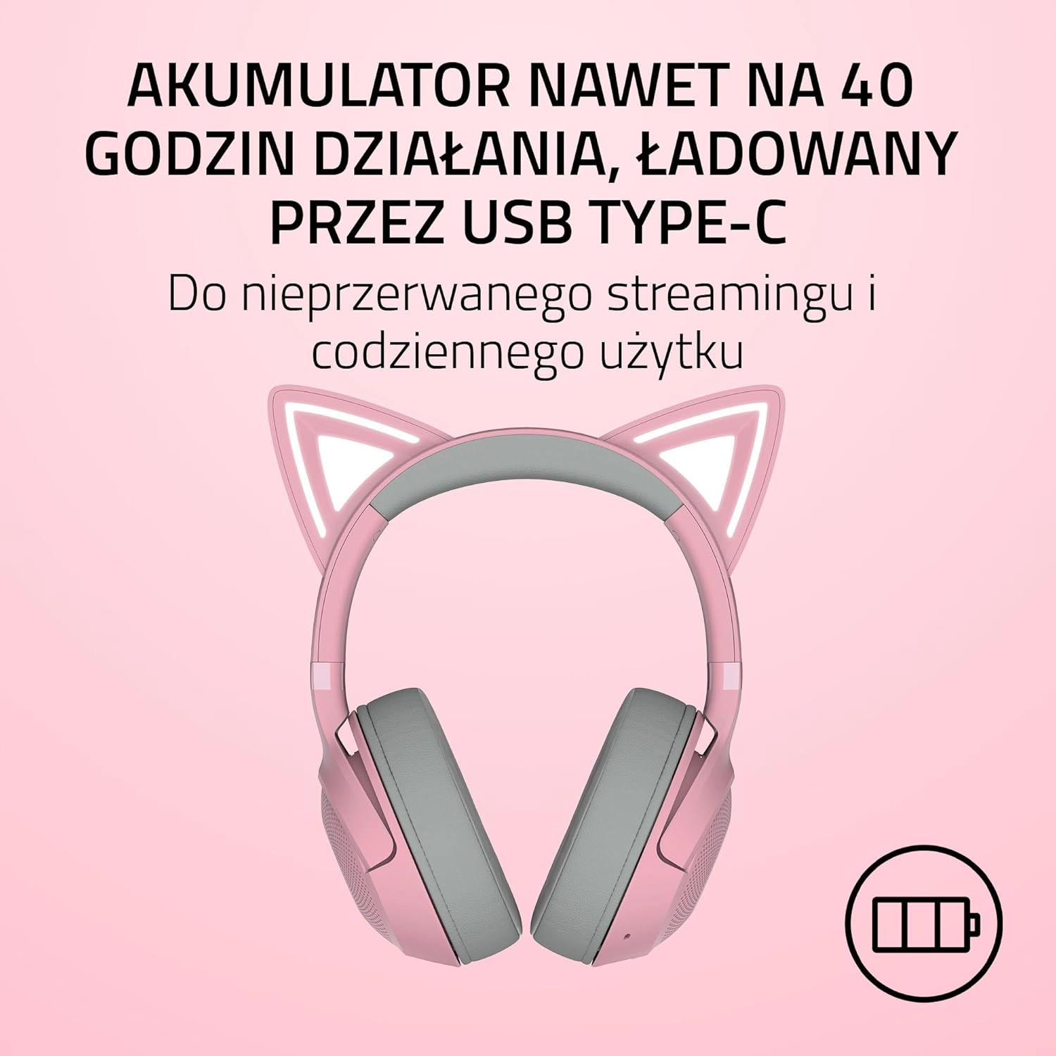 Słuchawki bezprzewodowe z mikrofonem Razer Kraken Kitty V2 BT Quartz Nauszne Różowy