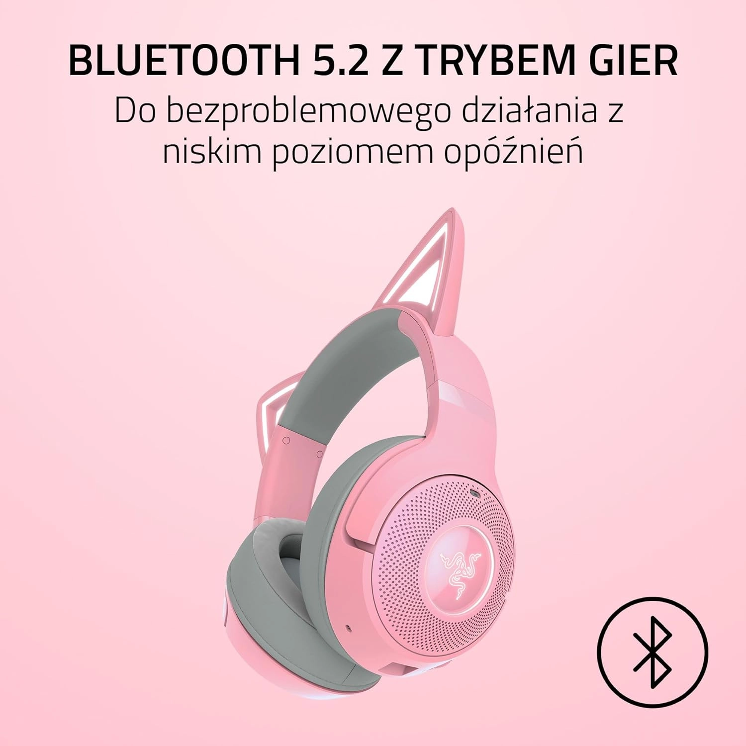 Słuchawki bezprzewodowe z mikrofonem Razer Kraken Kitty V2 BT Quartz Nauszne Różowy