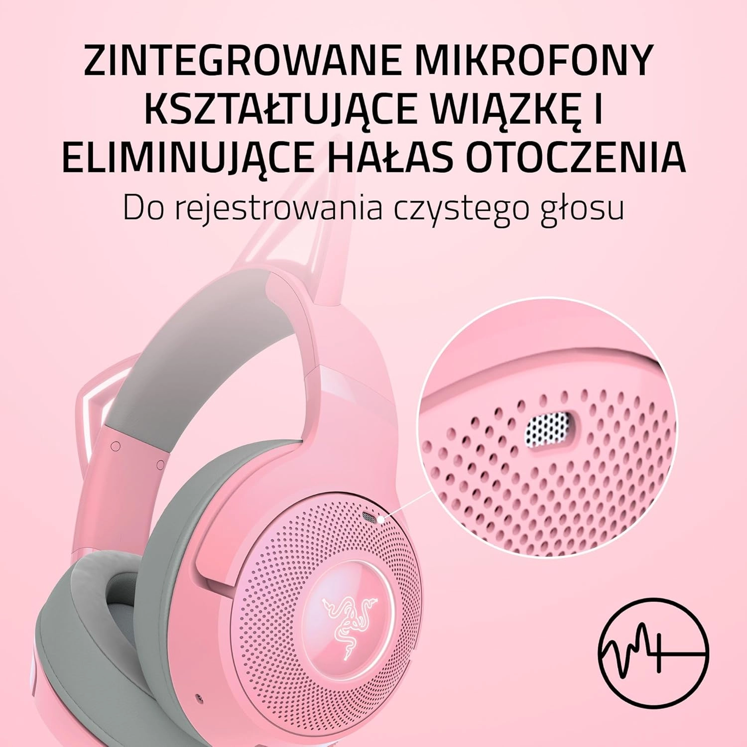 Słuchawki bezprzewodowe z mikrofonem Razer Kraken Kitty V2 BT Quartz Nauszne Różowy