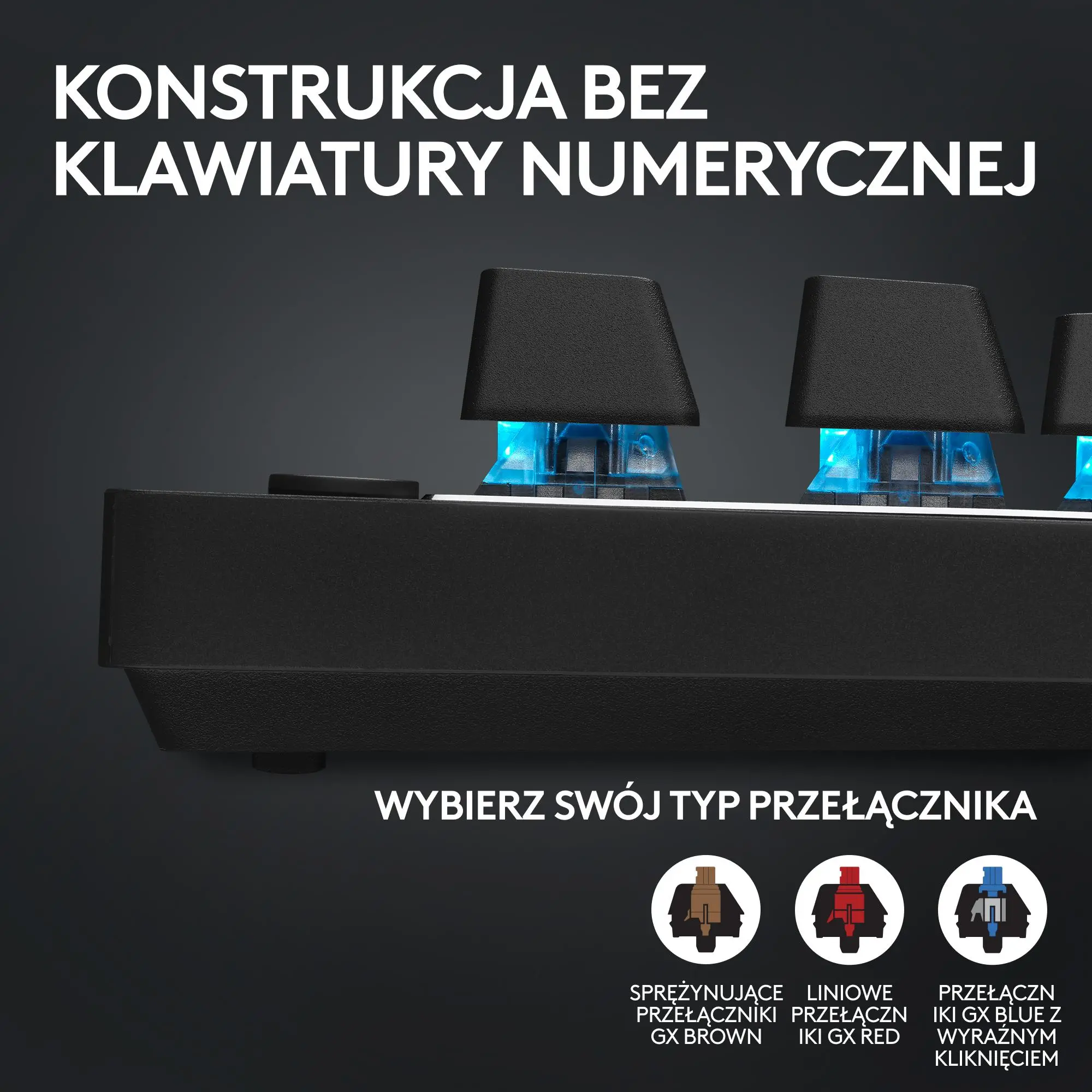 Klawiatura mechaniczna Logitech G Pro X TKL Lightspeed Tactile GX Brown Czarny