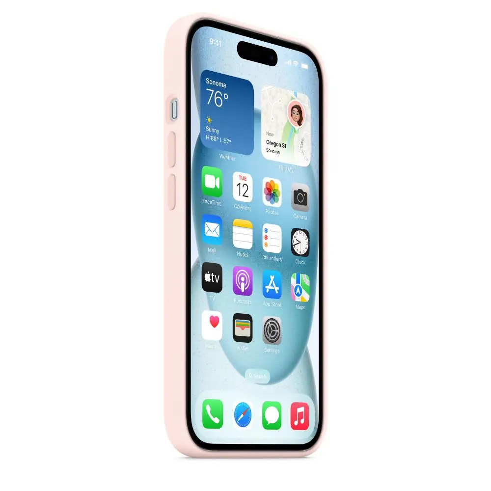 Etui Apple silikonowe z MagSafe do iPhone 15 Jasno-różowy