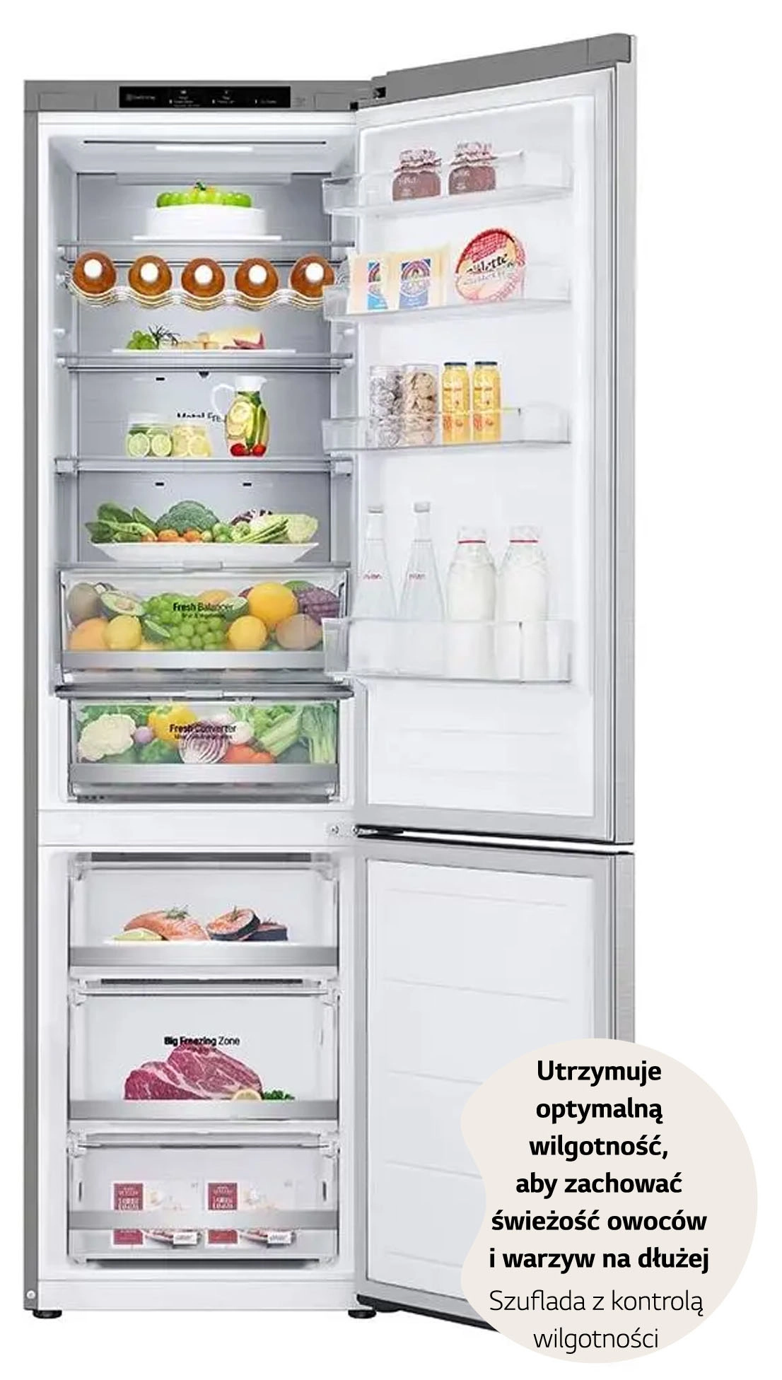 Lodówka LG GBV7280CMB Pełny No Frost 203cm Szuflada z kontrolą wilgotności Srebrny