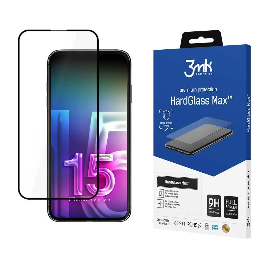 Szkło hartowane 3mk HardGlass Max do iPhone 15 Plus