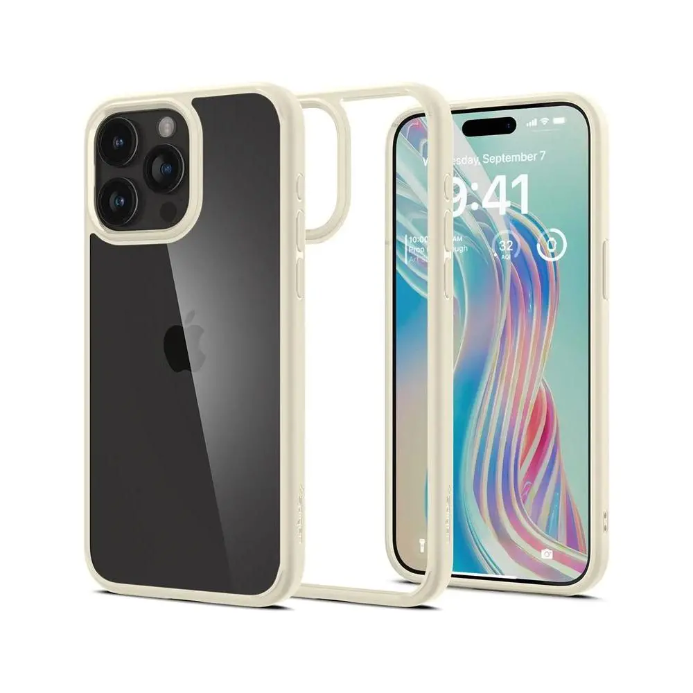 Etui Spigen Crystal Hybrid do iPhone 15 Pro Max Piaskowy