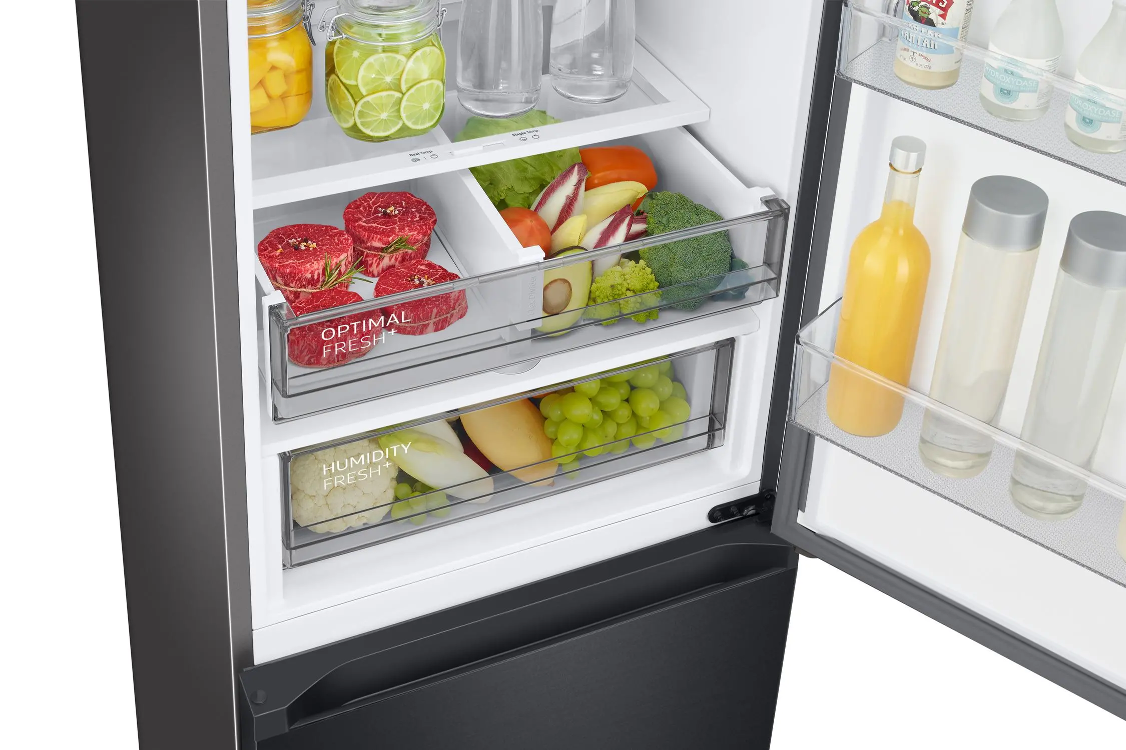Lodówka Samsung Bespoke RB38C7B6AB1 Pełny No Frost 203cm Szuflada z kontrolą wilgotności Zdalne sterowanie Grafitowa Stal