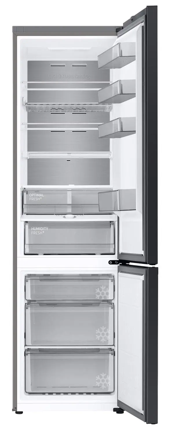 Lodówka Samsung Bespoke RB38C7B6AB1 Pełny No Frost 203cm Szuflada z kontrolą wilgotności Zdalne sterowanie Grafitowa Stal