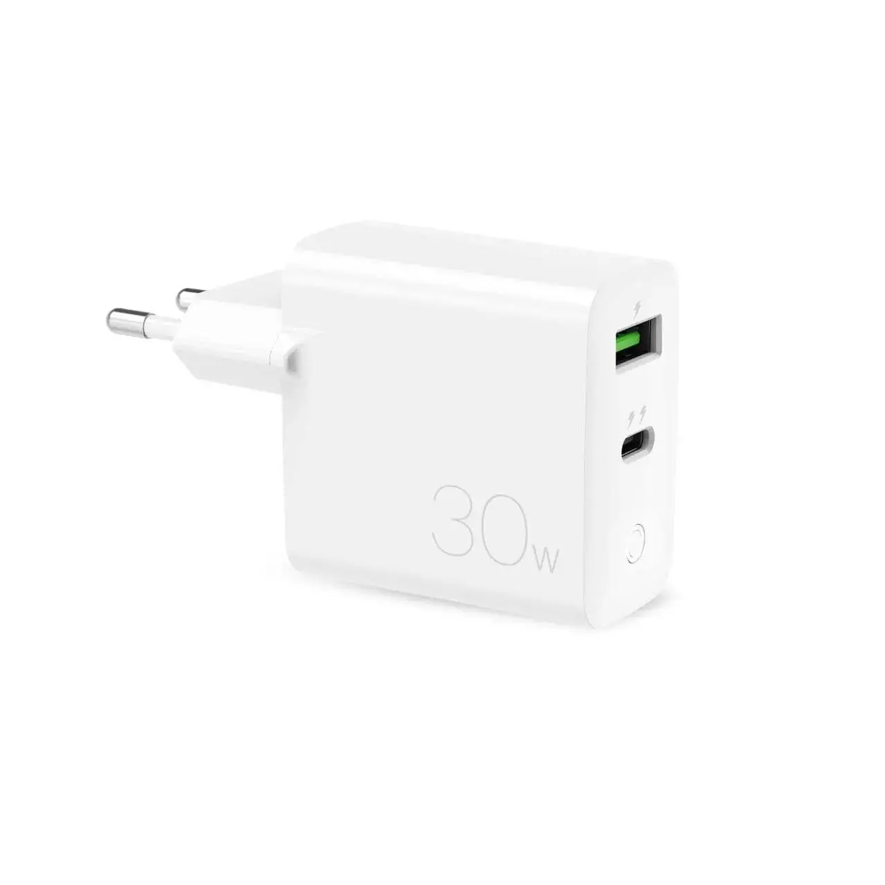 Ładowarka sieciowa Puro Mini FAST 1xUSB + 1xUSB-C 30W Biały