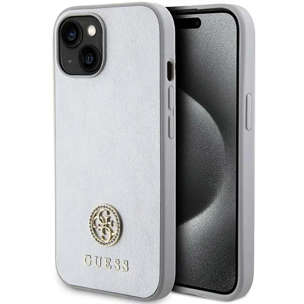 Etui Guess Strass Metal Logo GUHCP15SPS4DGPS do iPhone 15 Srebrny