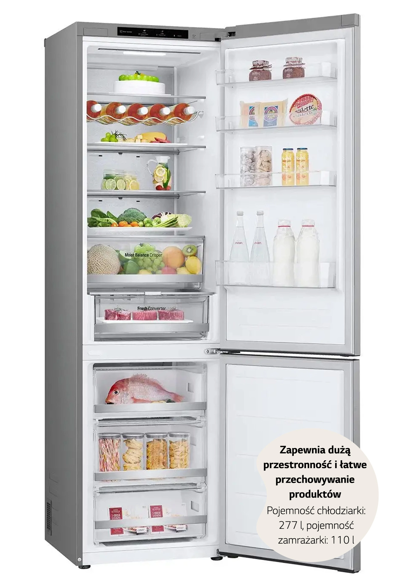 Lodówka LG GBV5240CPY Pełny No Frost 203cm Szuflada z kontrolą wilgotności Srebrny