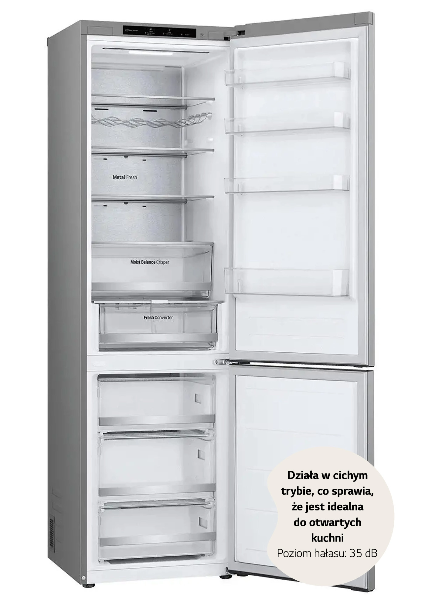 Lodówka LG GBV5240CPY Pełny No Frost 203cm Szuflada z kontrolą wilgotności Srebrny