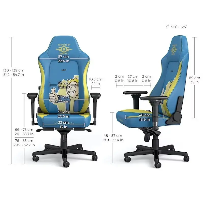 Fotel Noblechairs HERO Fallout Vault-Tec Edition Gamingowy do 150kg Skóra ECO Niebiesko-żółty