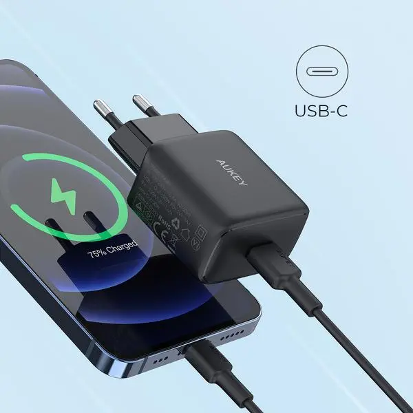 Ładowarka sieciowa Aukey USB-C Power Delivery 20W Czarny