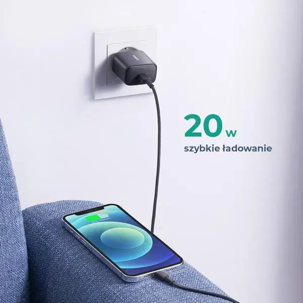 Ładowarka sieciowa Aukey USB-C Power Delivery 20W Czarny