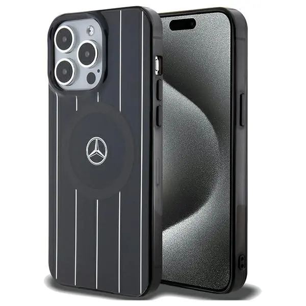 Etui Mercedes-Benz Double Layer Crossed Lines MagSafe MEHMP15X23HRSK do iPhone 15 Pro Max Czarny