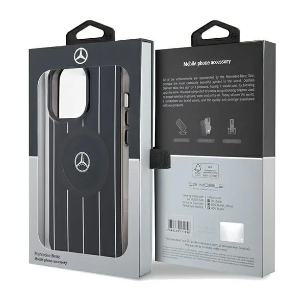 Etui Mercedes-Benz Double Layer Crossed Lines MagSafe MEHMP15X23HRSK do iPhone 15 Pro Max Czarny