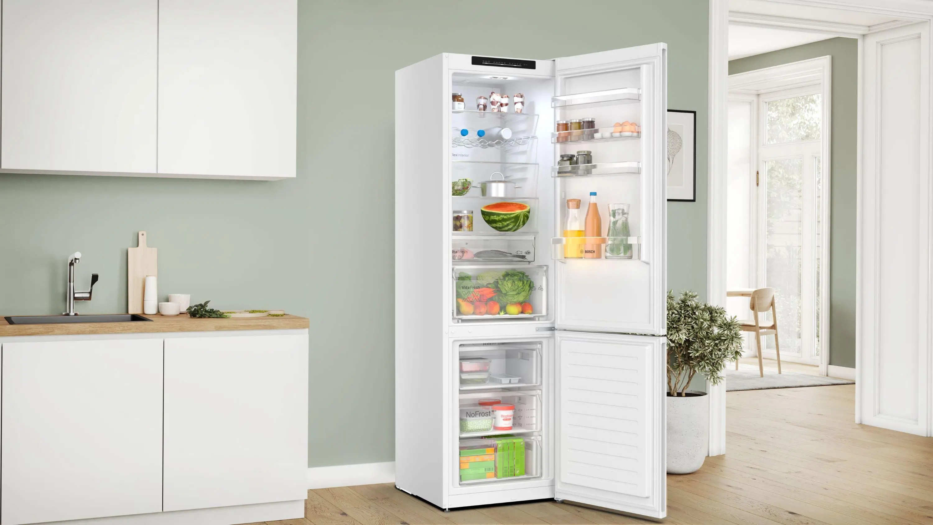 Lodówka Bosch Serie 4 KGN392WCF Pełny No Frost 203cm Szuflada z kontrolą wilgotności Biały