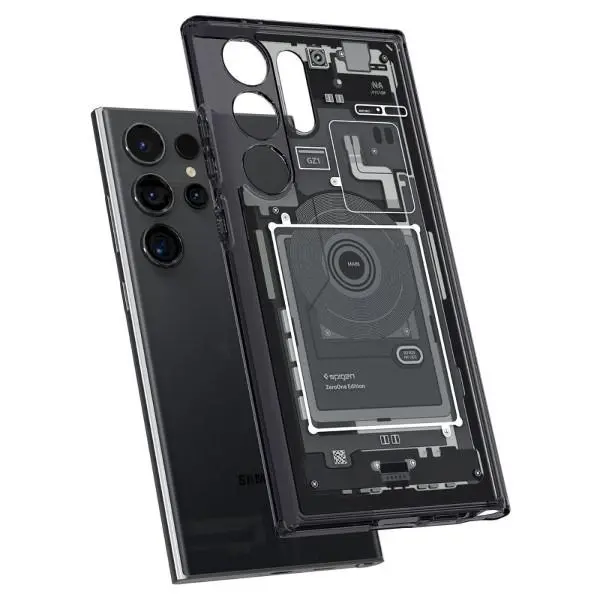Etui Spigen Ultra Hybrid ACS07293 do Galaxy S24 Ultra Przezroczysty-Czarny
