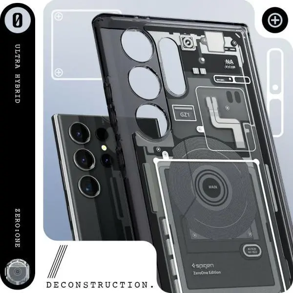 Etui Spigen Ultra Hybrid ACS07293 do Galaxy S24 Ultra Przezroczysty-Czarny
