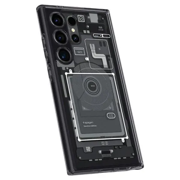 Etui Spigen Ultra Hybrid ACS07293 do Galaxy S24 Ultra Przezroczysty-Czarny