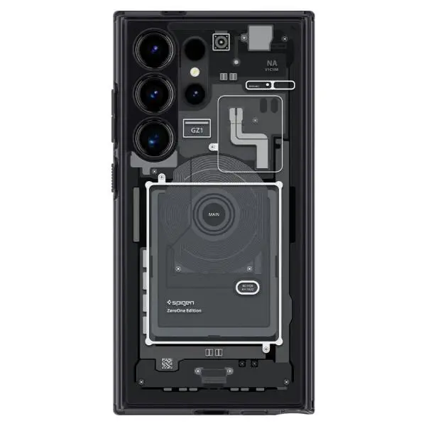 Etui Spigen Ultra Hybrid ACS07293 do Galaxy S24 Ultra Przezroczysty-Czarny
