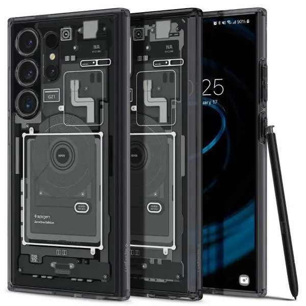 Etui Spigen Ultra Hybrid ACS07293 do Galaxy S24 Ultra Przezroczysty-Czarny