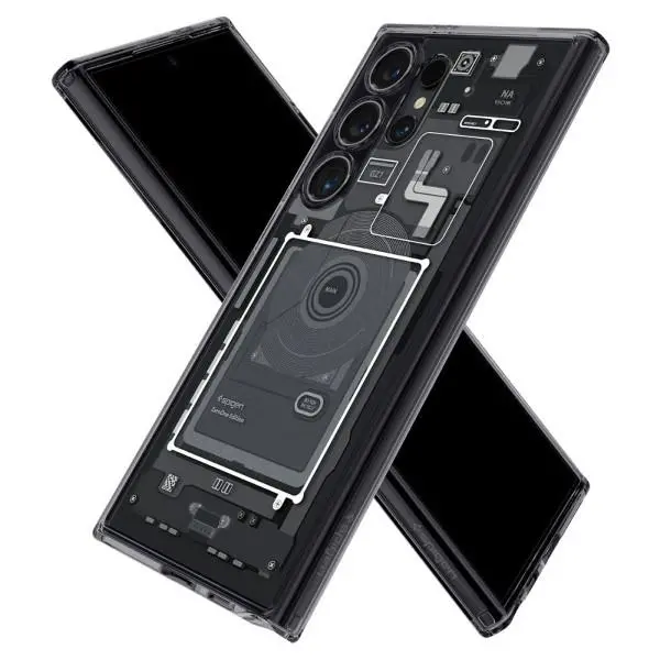 Etui Spigen Ultra Hybrid ACS07293 do Galaxy S24 Ultra Przezroczysty-Czarny