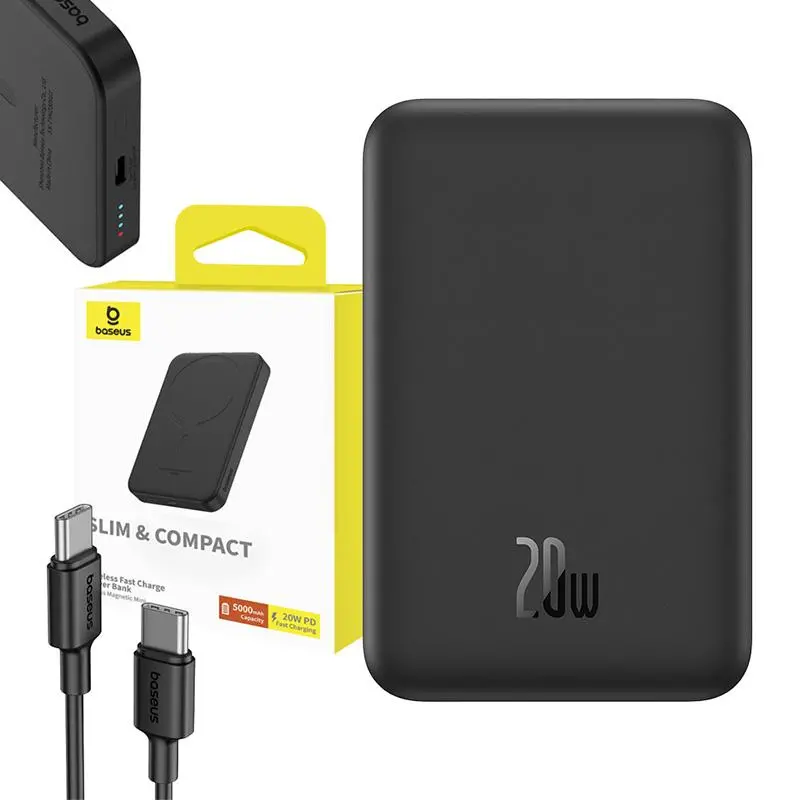 Powerbank Baseus P10022107113-00  Magnetic Mini 5000mAh 20W Czarny