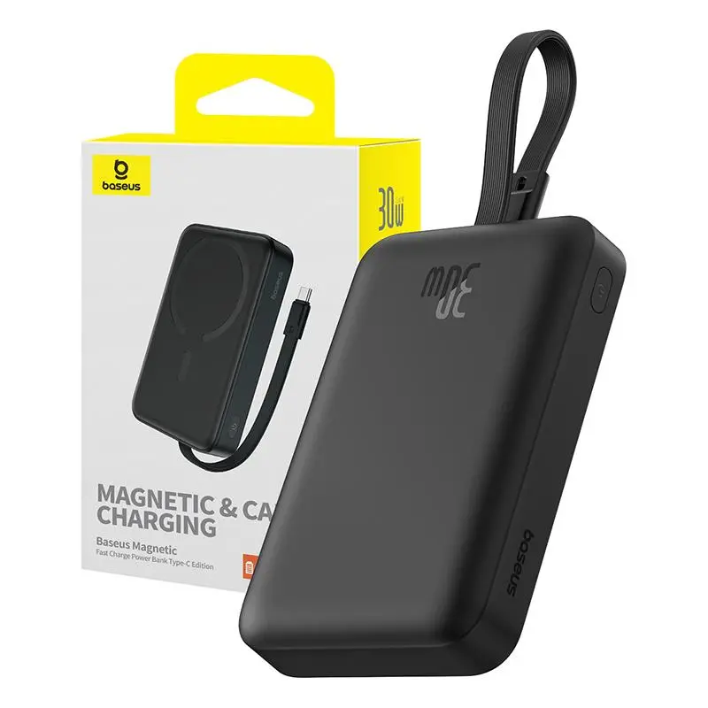 Powerbank Baseus P1002210B113-00 Magnetic Mini 10000mAh 30W MagSafe z kablem USB-C Czarny