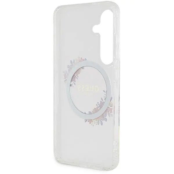 Etui Guess IML Flowers Wreath MagSafe do Samsung Galaxy S24 Przezroczysty