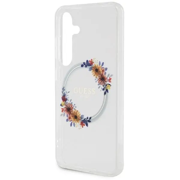 Etui Guess IML Flowers Wreath MagSafe do Samsung Galaxy S24 Przezroczysty