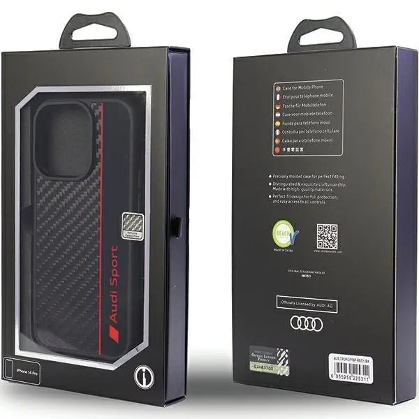 Etui AUDI Carbon fiber Stripe AUS-TPUPCIP13PM-R8/D1-BK do iPhone 13 Pro Max Czarny
