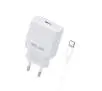 Ładowarka sieciowa Beline 1x USB-C 25W + kabel USB-C PD 3.0 GaN Biały