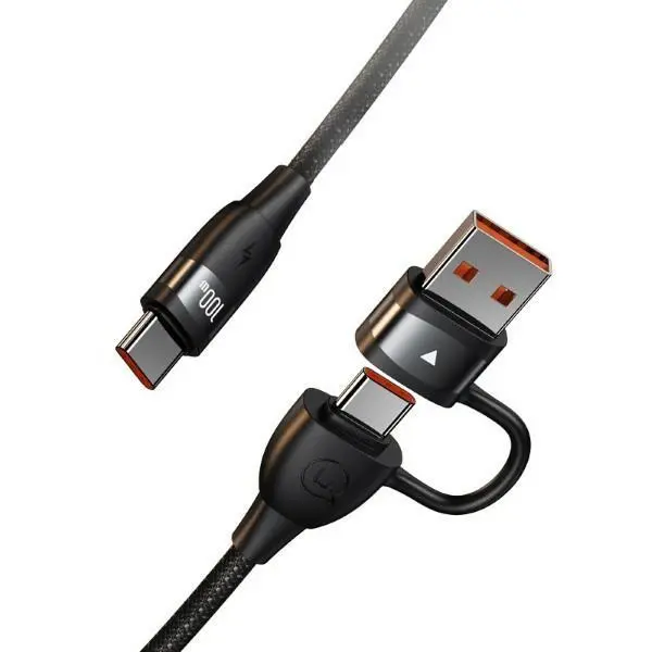 Kabel USAMS U85 2xUSB-C USB-A 100W 2m Czarny
