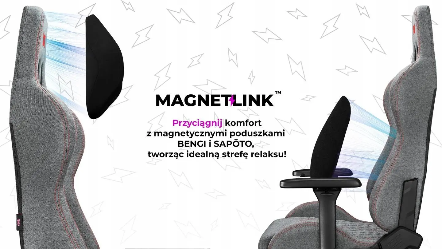Fotel Yumisu 2050 Magnetic Materiał Biurowy do 150kg Tkanina Jasnoszaro-czerwony