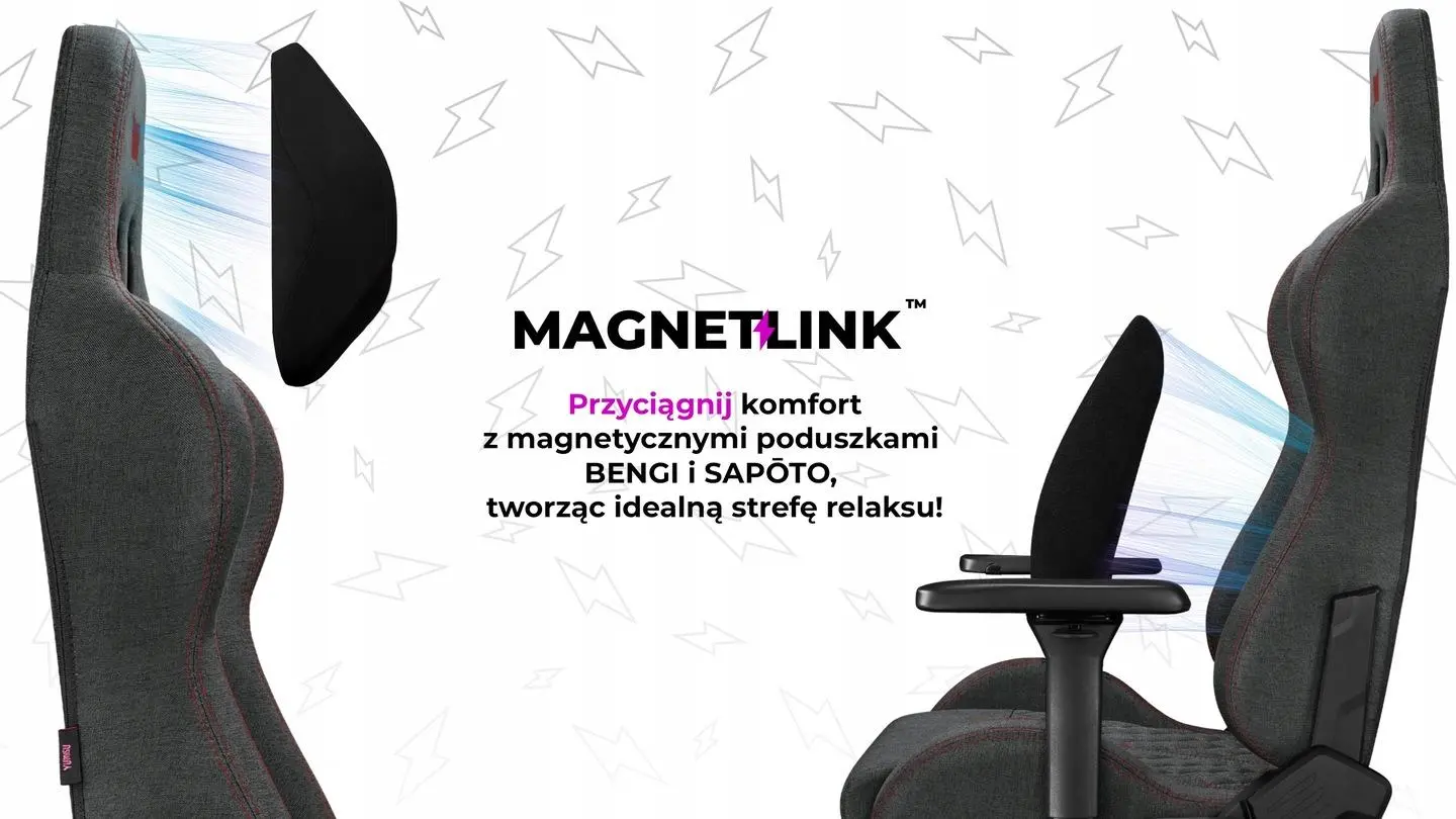 Fotel Yumisu 2050 Magnetic Materiał Biurowy do 150kg Tkanina Szaro-czerwony