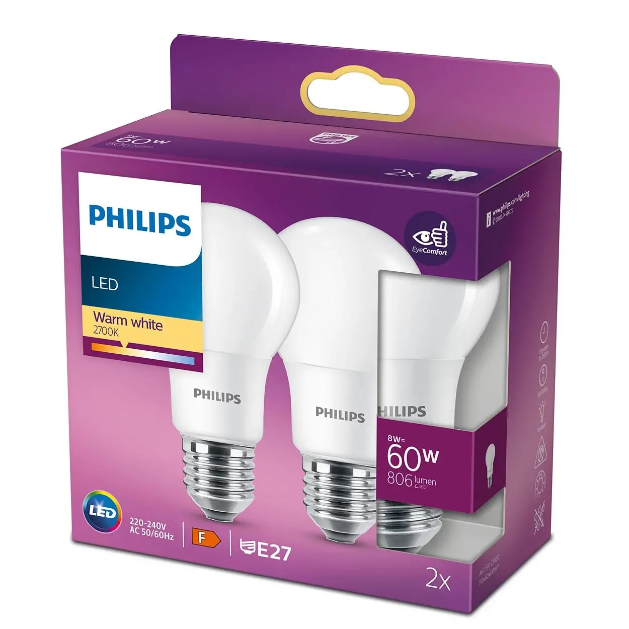 Żarówka LED Philips 8W (60W) E27 2szt.