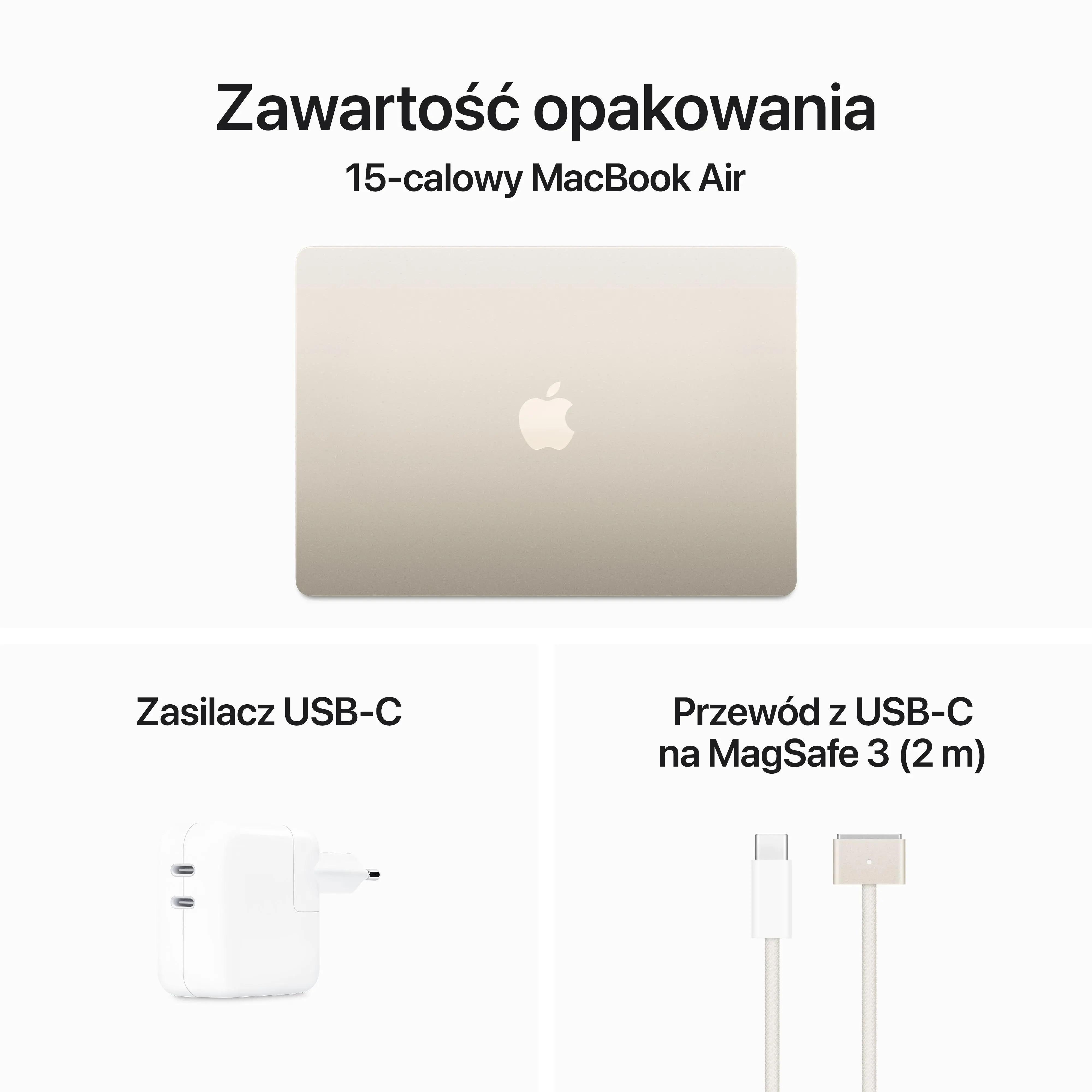 Apple MacBook Air 2024 15,3" M3 8GB RAM 256GB Dysk macOS Księżycowa Poświata