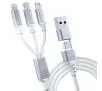 Kabel 3mk Hyper 3in1 A/C do C/Micro/Lightning 1,5m Biały