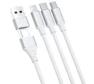 3mk Hyper 3in1 A/C do C/Micro/Lightning 1,5m Biały