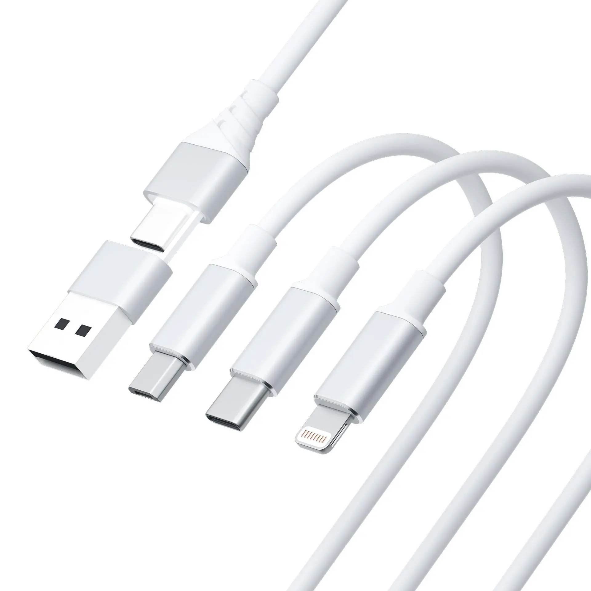 Kabel 3mk Hyper 3in1 A/C do C/Micro/Lightning 1,5m Biały