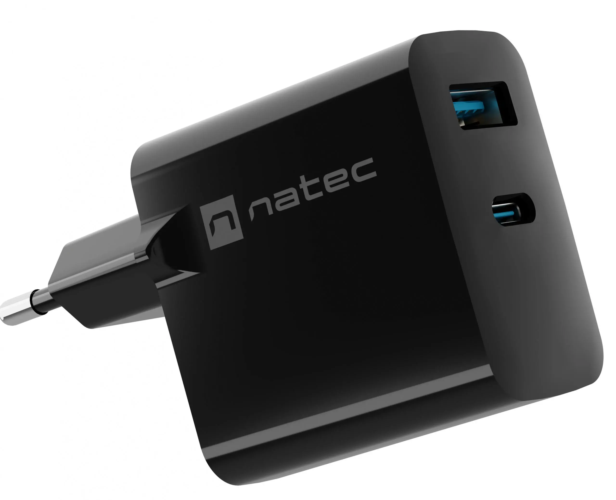 Ładowarka sieciowa Natec Ribera GaN 1xUSB-A+1xUSB-C 65W Czarny