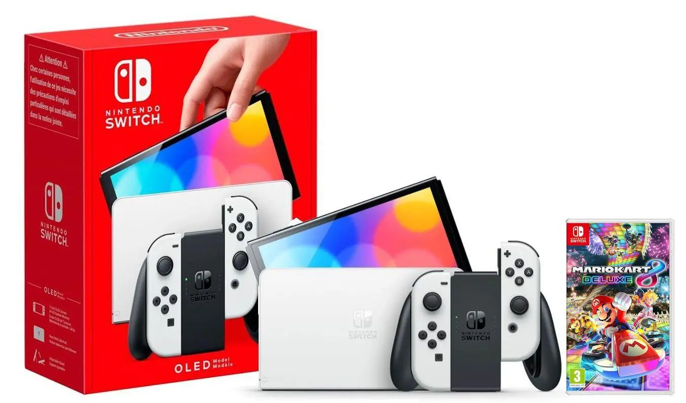 Konsola Nintendo Switch OLED Biały + Mario Kart 8 Deluxe