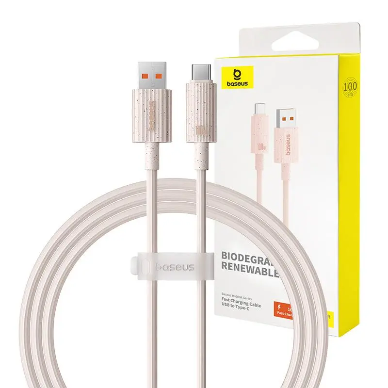 Kabel Baseus USB do USB-C Habitat Series 100W 1m Różowy