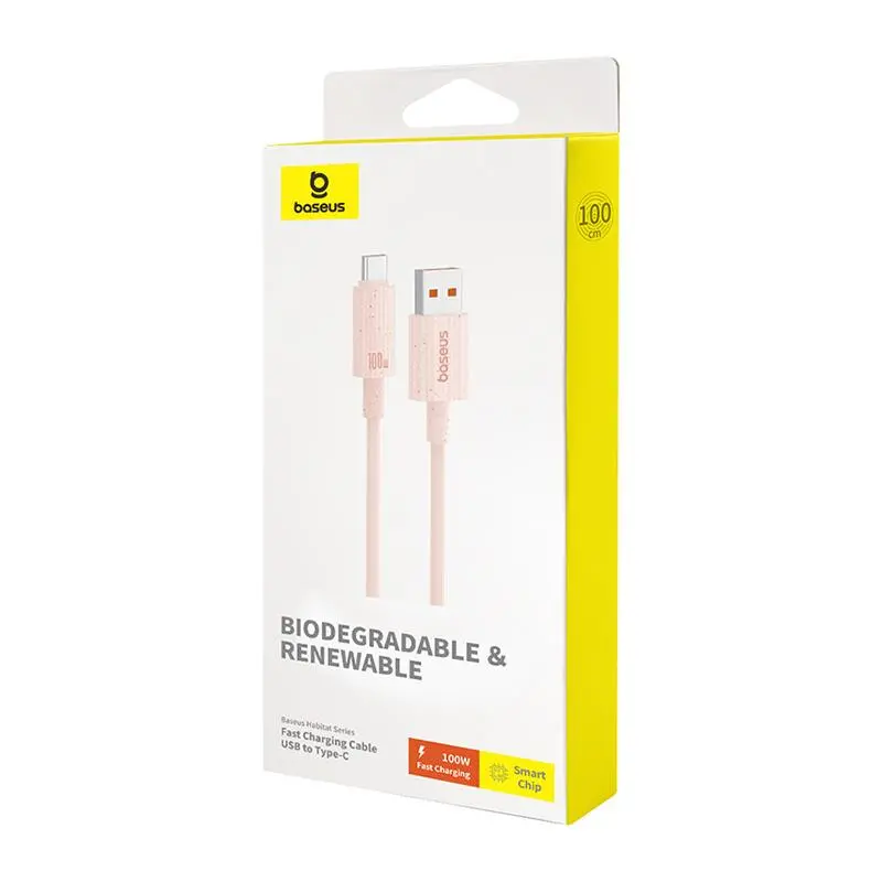 Kabel Baseus USB do USB-C Habitat Series 100W 1m Różowy