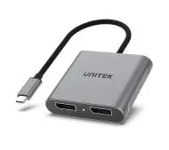 Unitek USB-C na 2x DP 1.4 8K 60Hz Szary