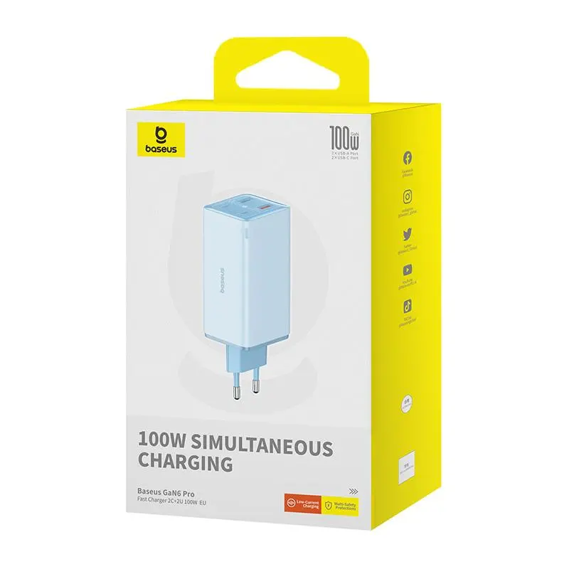 Ładowarka sieciowa Baseus GAN6 Pro 100W Niebieski