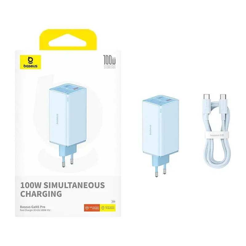 Ładowarka sieciowa Baseus GAN6 Pro 100W Niebieski