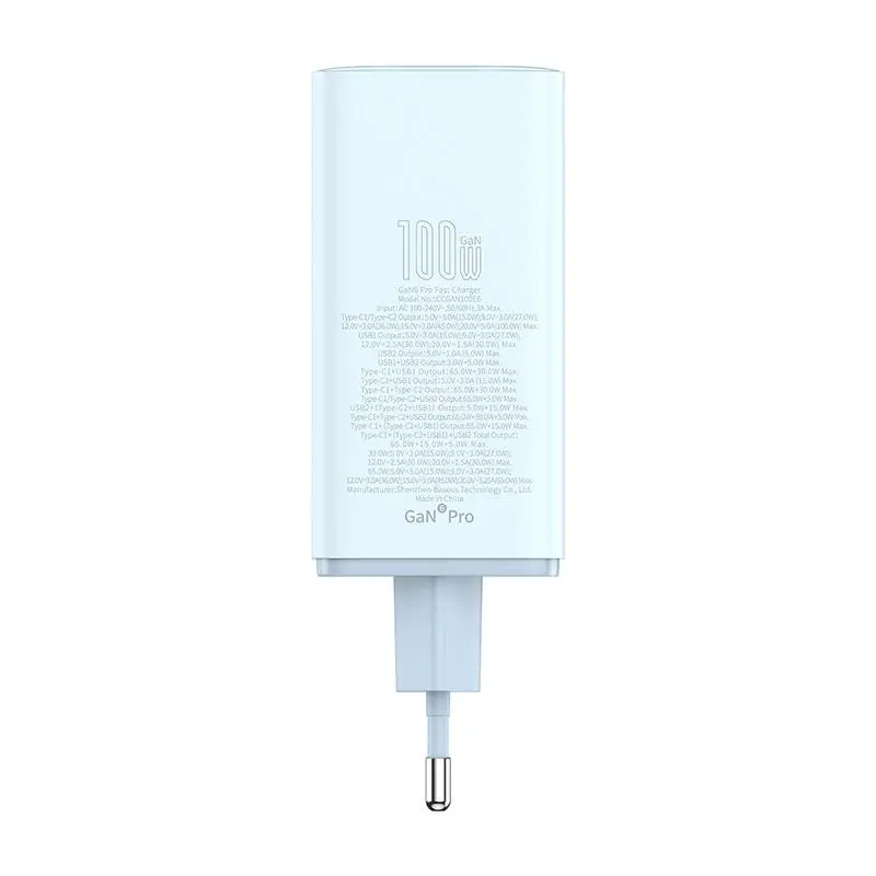 Ładowarka sieciowa Baseus GAN6 Pro 100W Niebieski