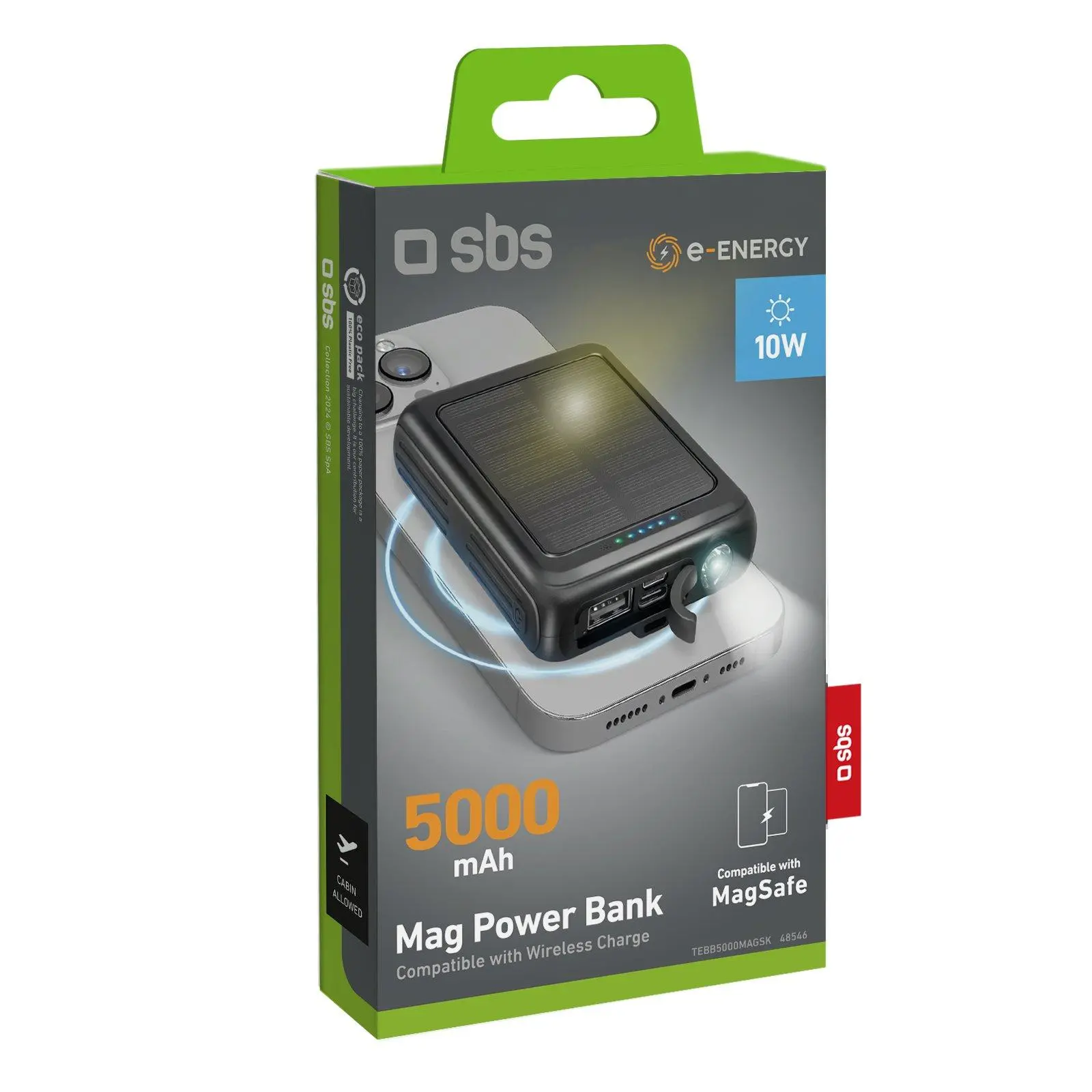 Powerbank SBS TEBB5000MAGSK Solar MagSafe 5000mAh 10W Czarny